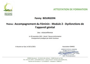 Attestation formation accompagnement de la femme module 2 Fanny Bourgoin